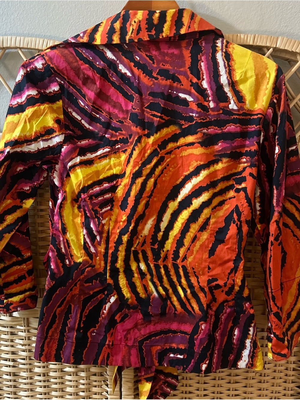 Mishka Y2K Tie Front Vibrant Animal Print Shirt Size Petite Med Festival Club - Picture 5 of 5